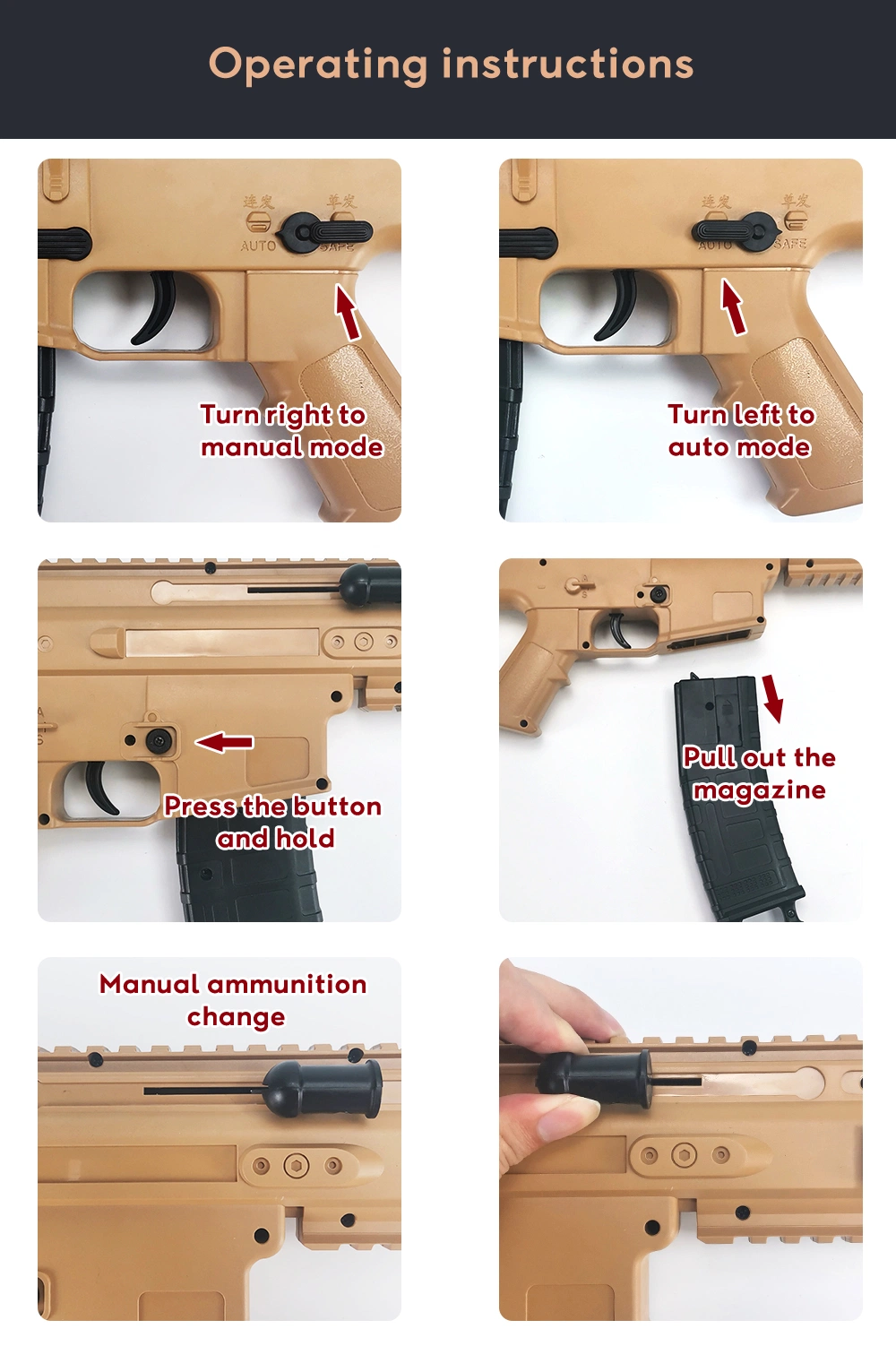 Desert Yellow Electric Gel-Blasters Gun Scar-L Water Bullet Gun Shooting Dry Bullet